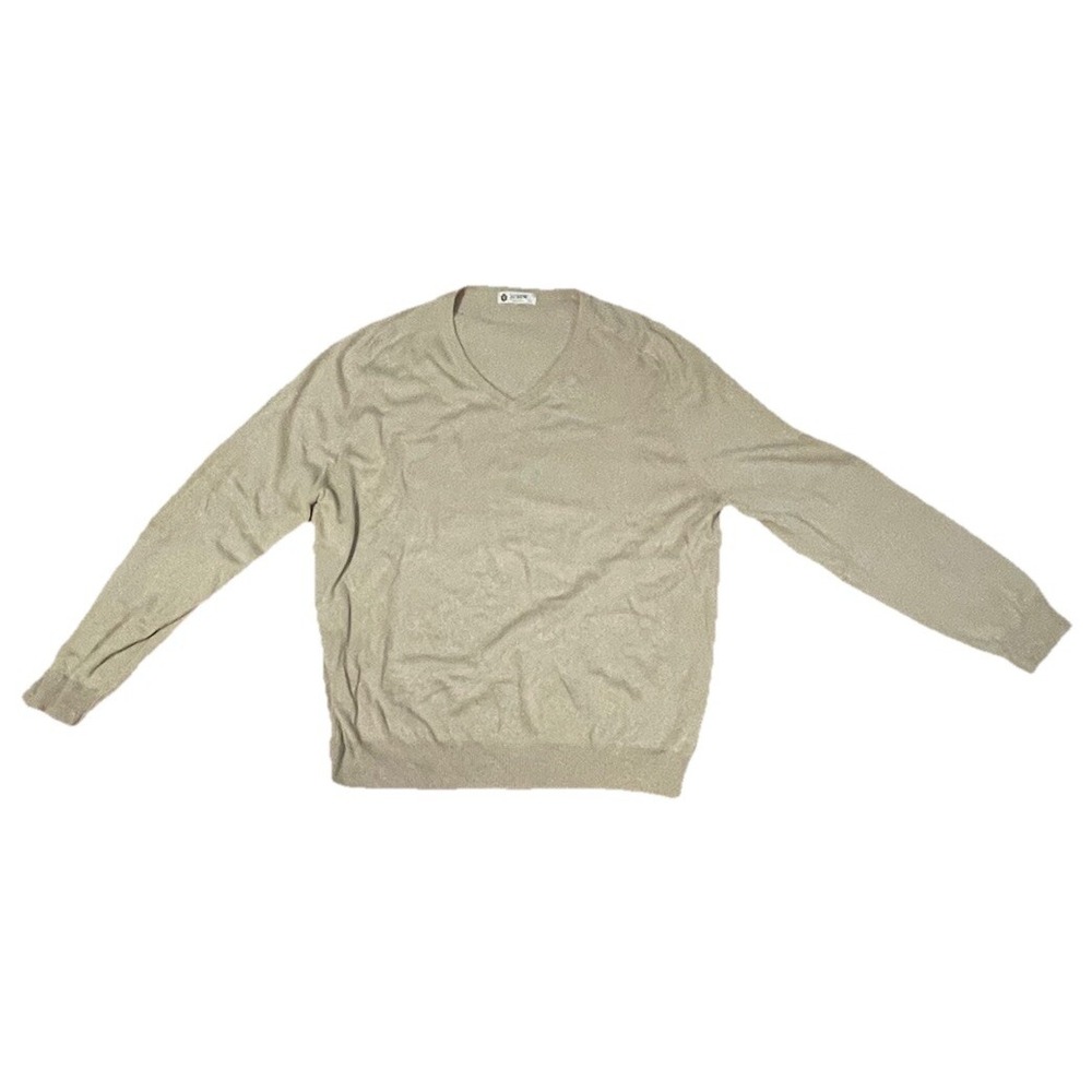 J Crew Sweater Mens Size XL Cotton Cashmere‎ Blend Style # 86055 V-Neck Beige